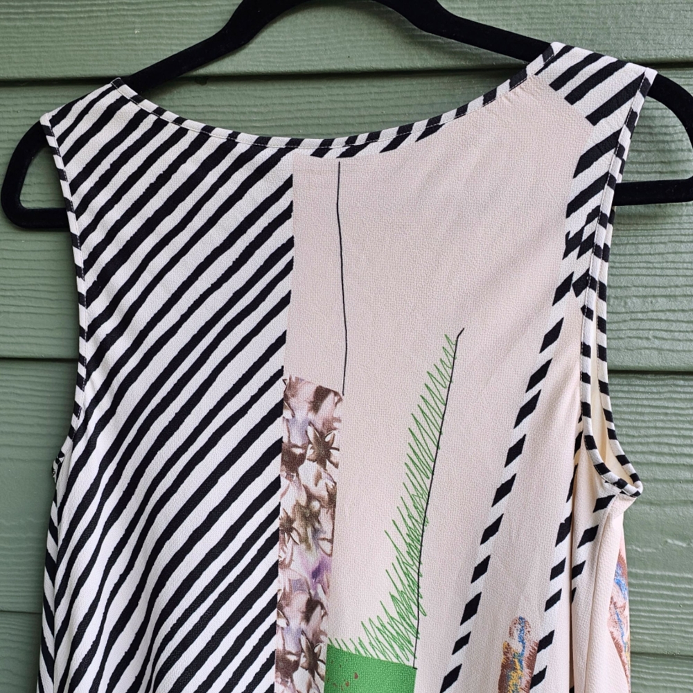 Anthropologie Geisha Designs Ivory Drama Abstract Sleeveless Maxi Dress - Picture 4 of 7